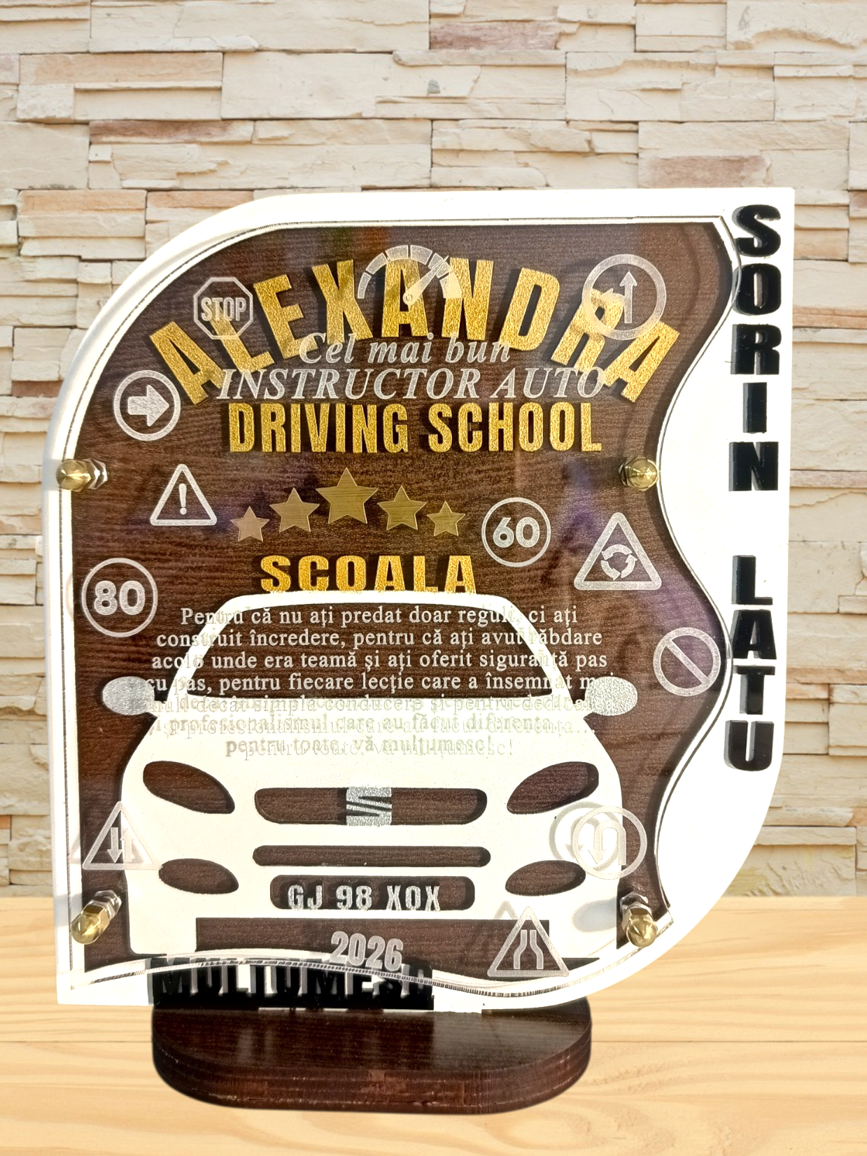 Plachetă personalizată -instructor auto