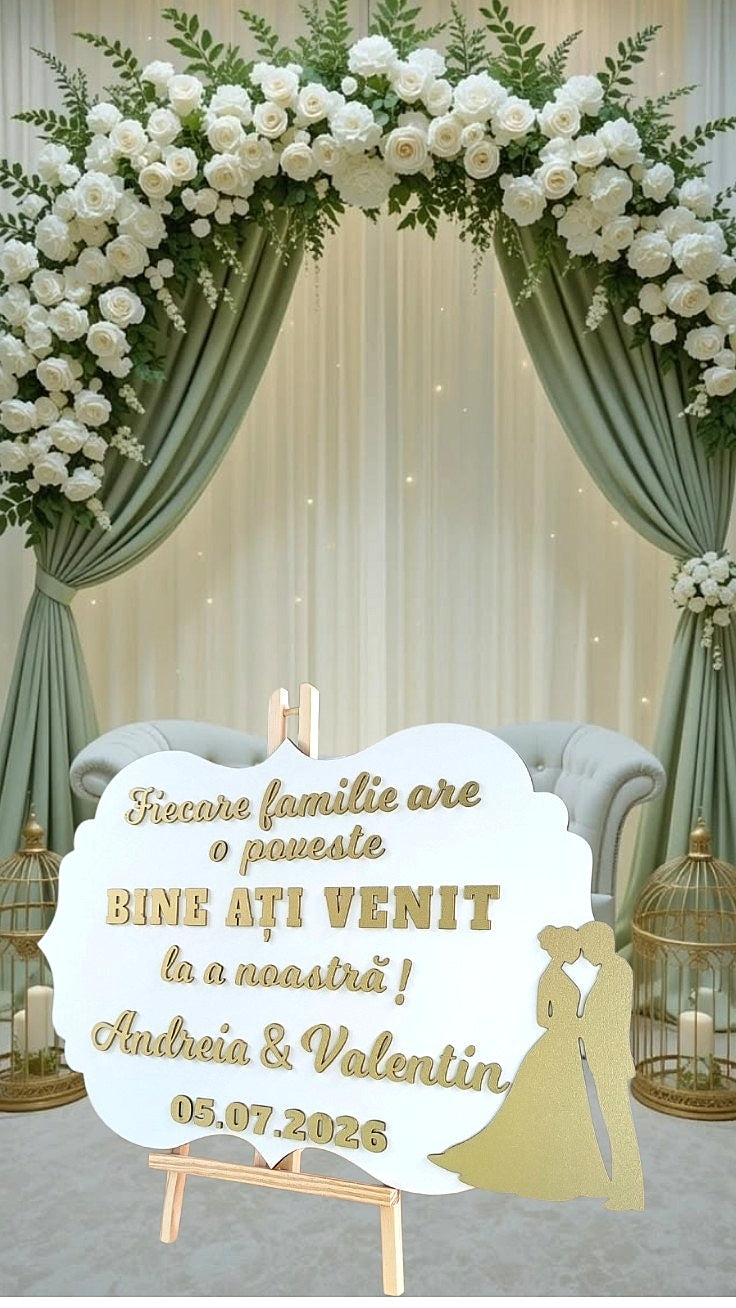 Panou de Bun Venit la Nuntă – pentru Șevalet