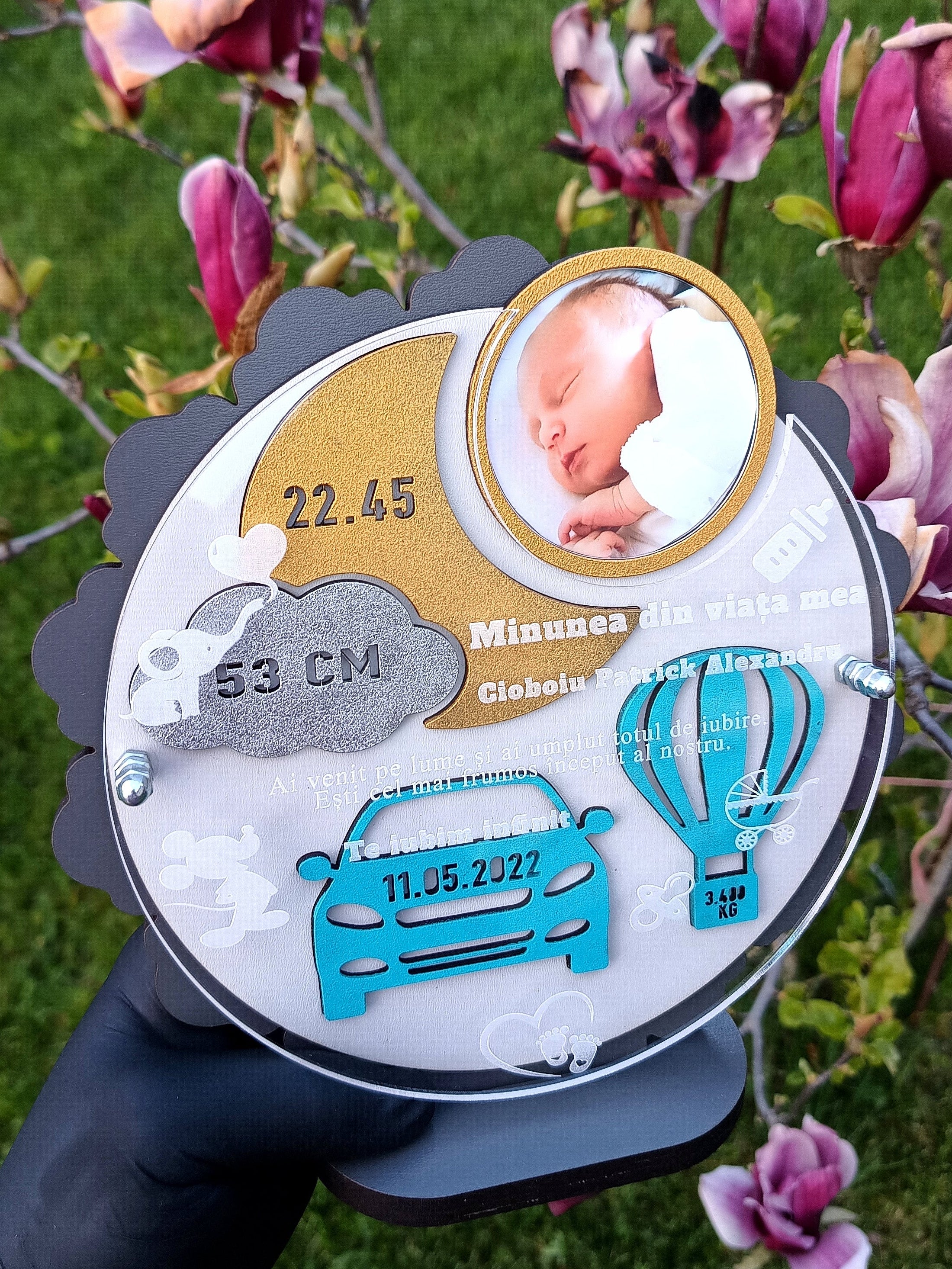 Plachetă personalizată -Date de naștere bebeluș