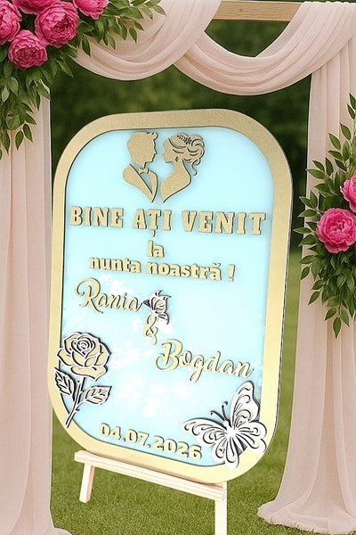 Panou de Bun Venit la Nuntă din Plexiglas