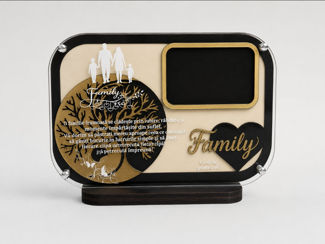 Plachetă Personalizată Family cu Ramă Foto
